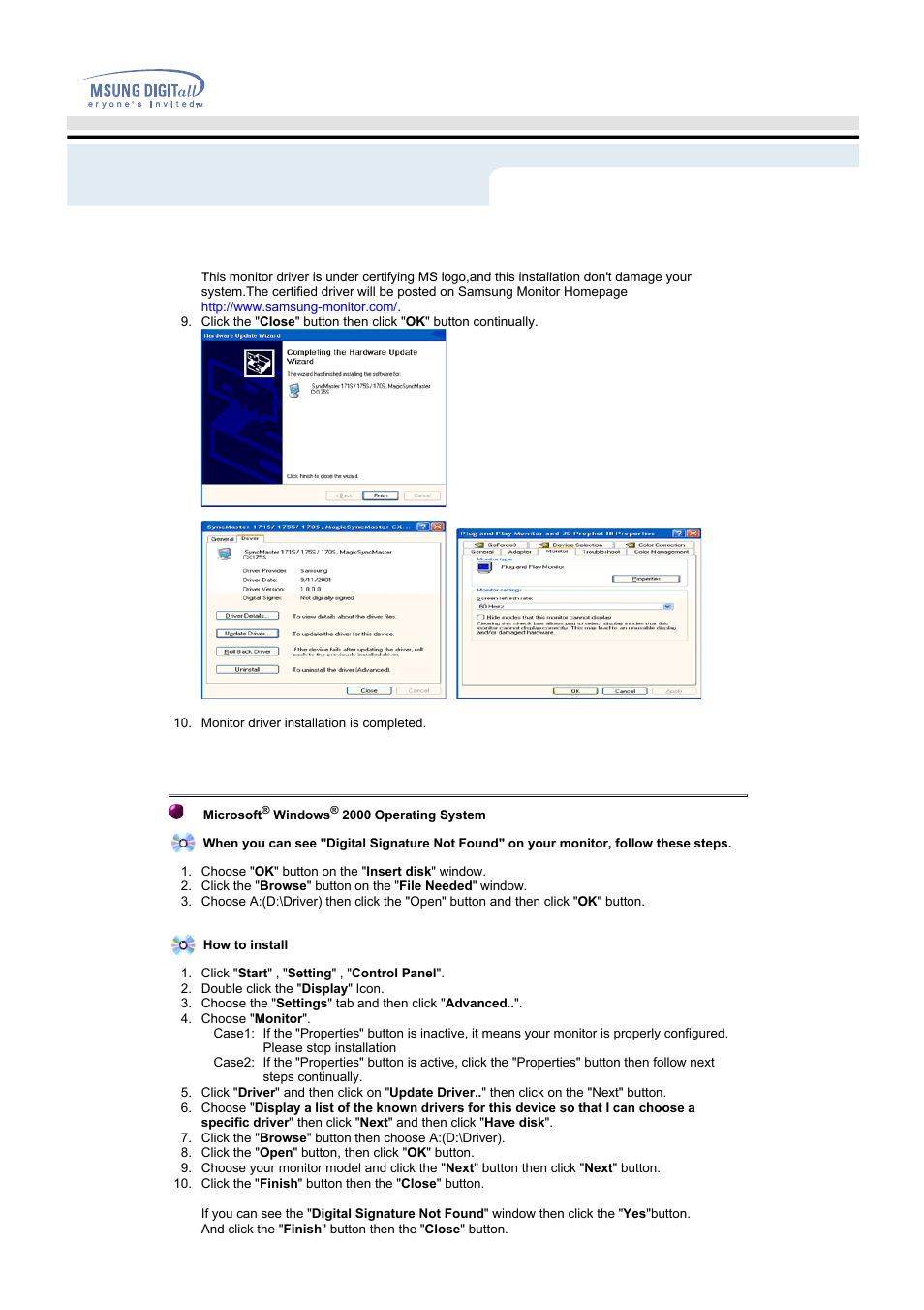 Setup | Samsung PG19NSBU-ADC User Manual | Page 20 / 88