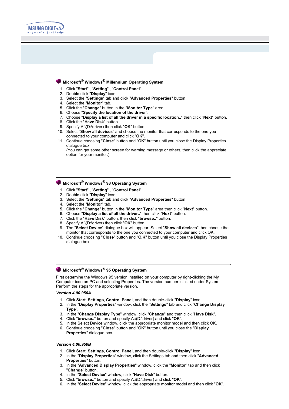 Setup | Samsung PG19NSBU-ADC User Manual | Page 21 / 88