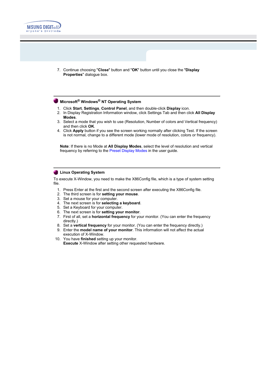 Setup | Samsung PG19NSBU-ADC User Manual | Page 22 / 88