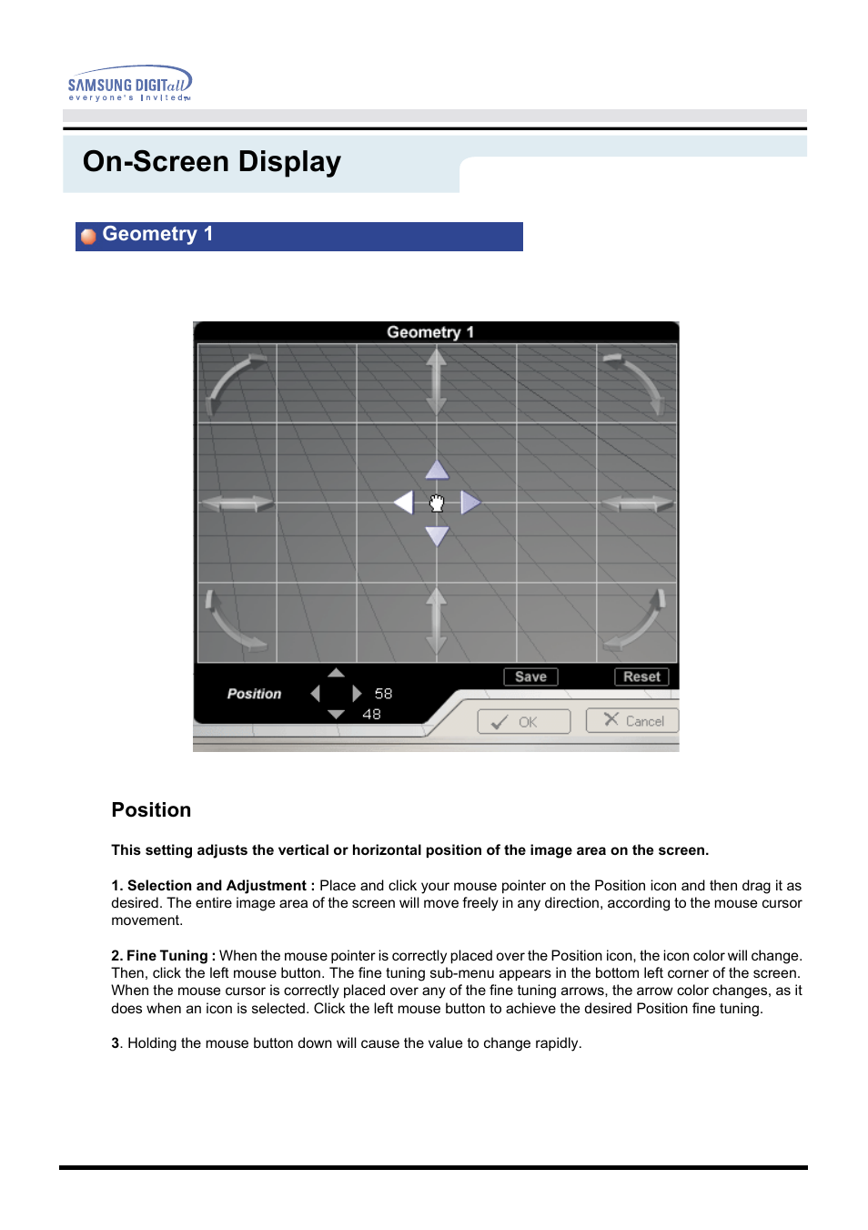 On-screen display | Samsung PG19NSBU-ADC User Manual | Page 46 / 88