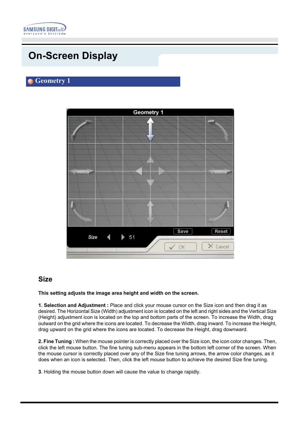 On-screen display | Samsung PG19NSBU-ADC User Manual | Page 47 / 88