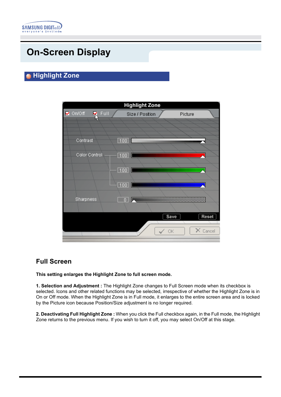 On-screen display | Samsung PG19NSBU-ADC User Manual | Page 54 / 88