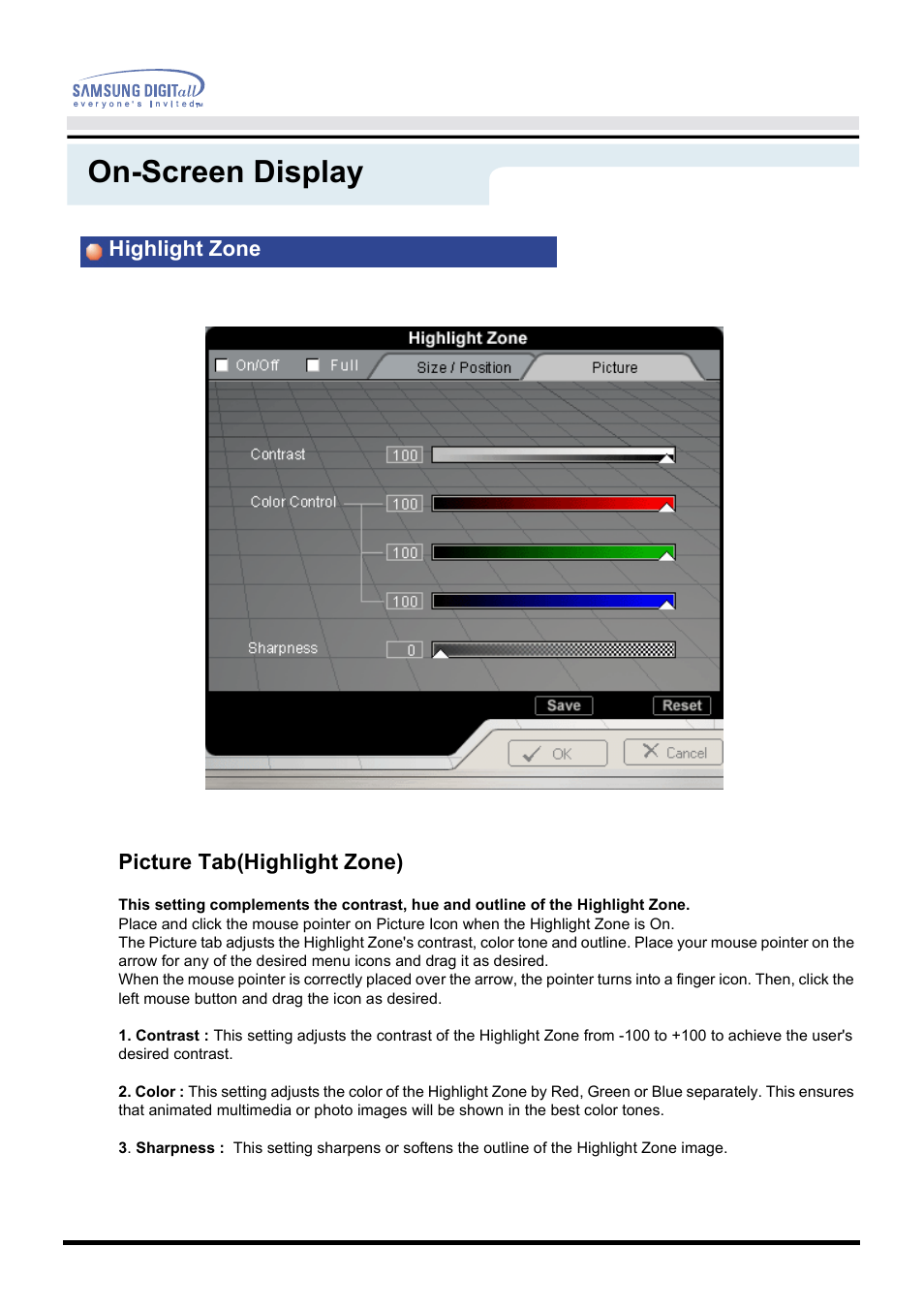 On-screen display | Samsung PG19NSBU-ADC User Manual | Page 56 / 88