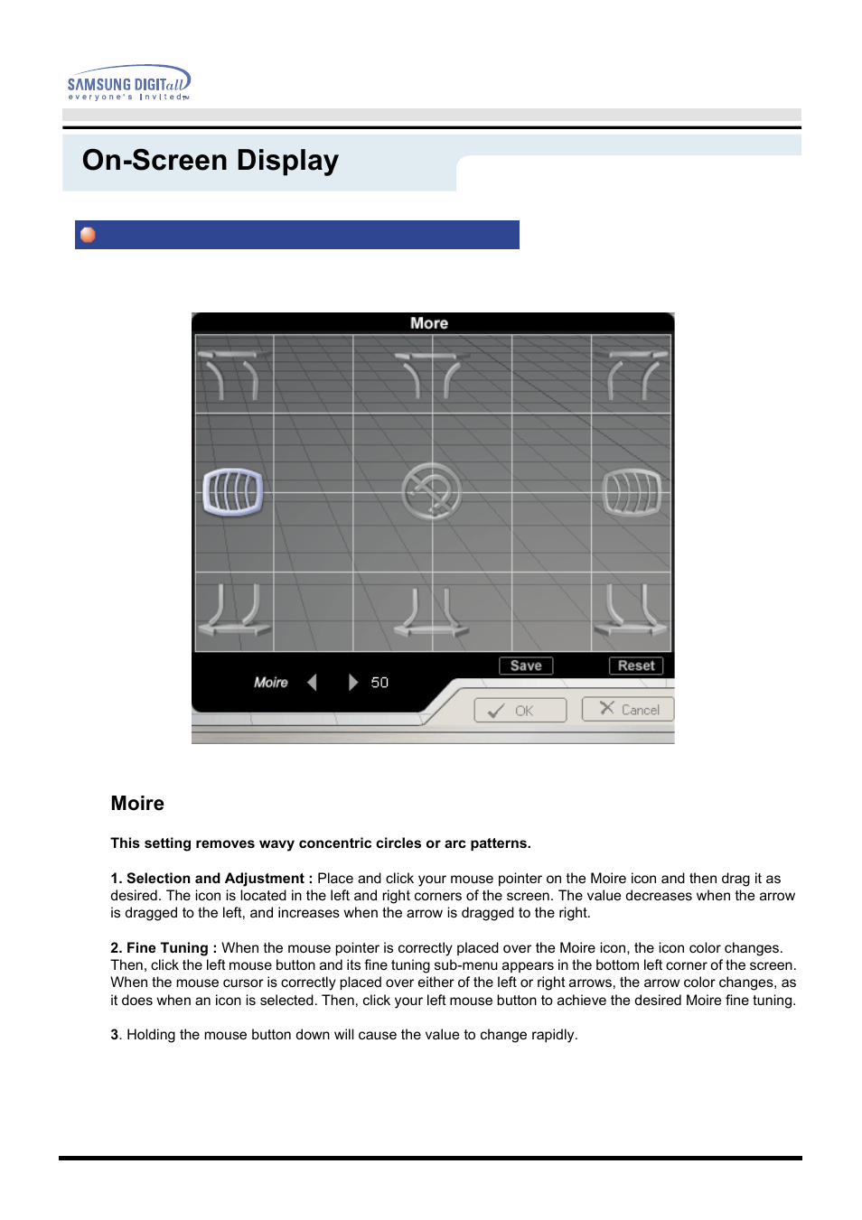 On-screen display | Samsung PG19NSBU-ADC User Manual | Page 57 / 88