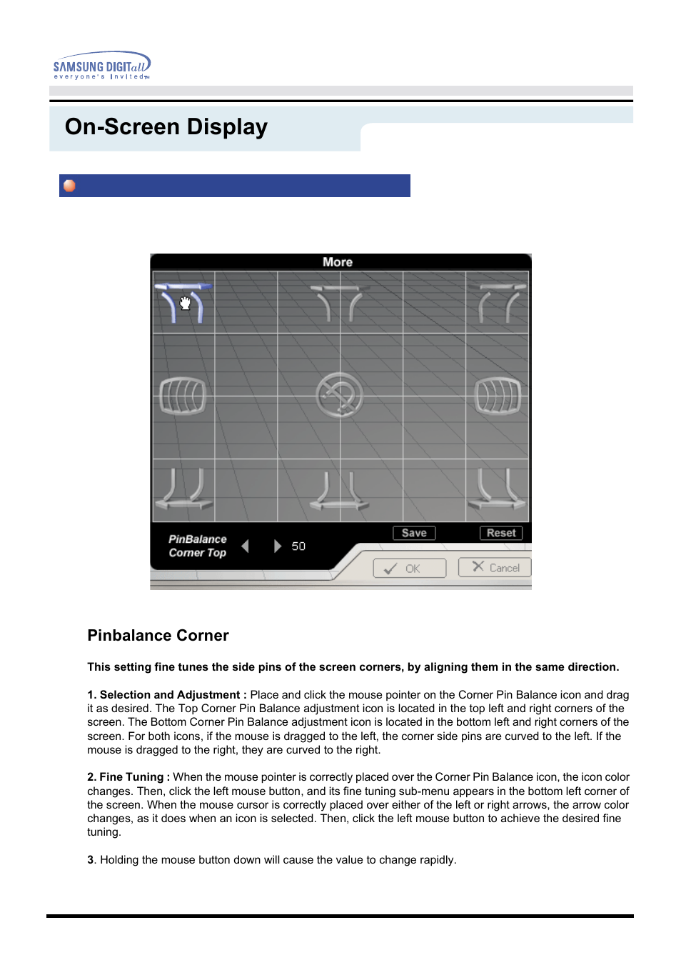 On-screen display | Samsung PG19NSBU-ADC User Manual | Page 59 / 88