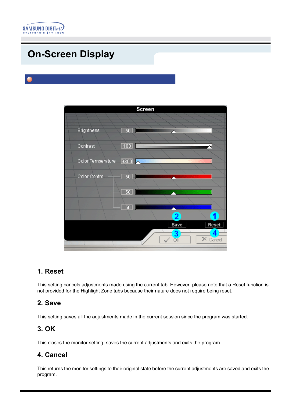 On-screen display | Samsung PG19NSBU-ADC User Manual | Page 61 / 88