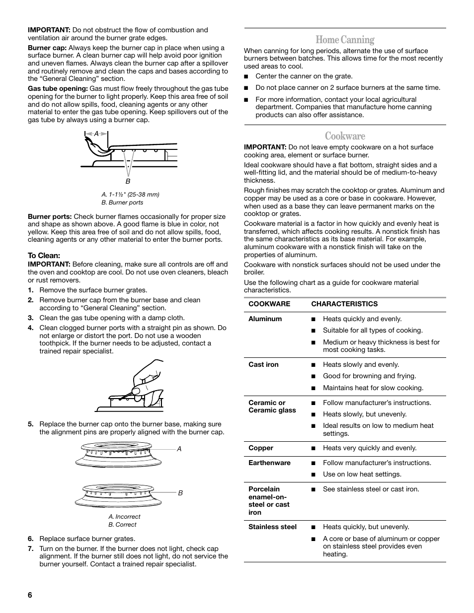 Home canning, Cookware | Amana W10181330A User Manual | Page 6 / 28