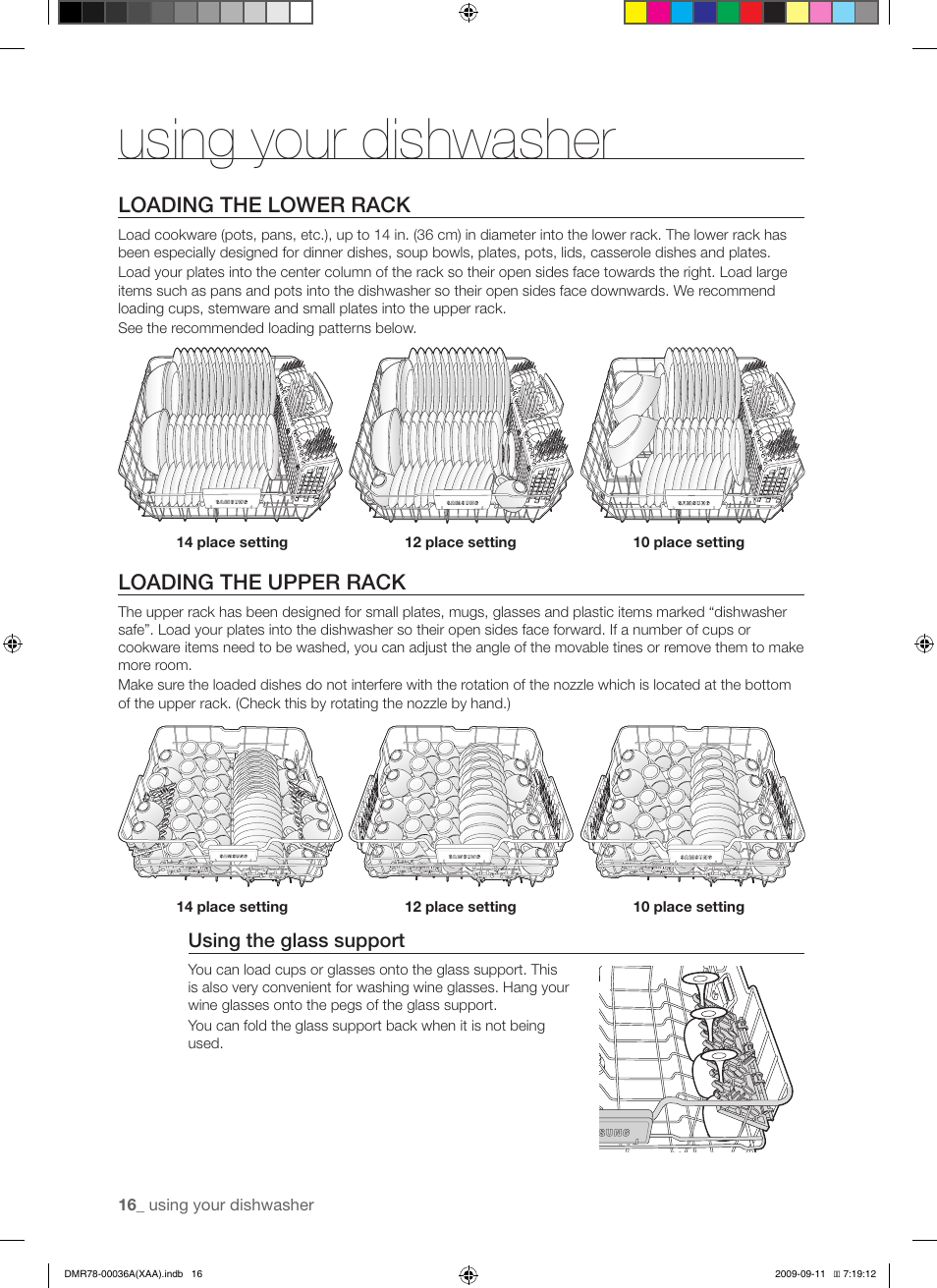 Using your dishwasher | Samsung DMR78AHW-XAA User Manual | Page 16 / 30