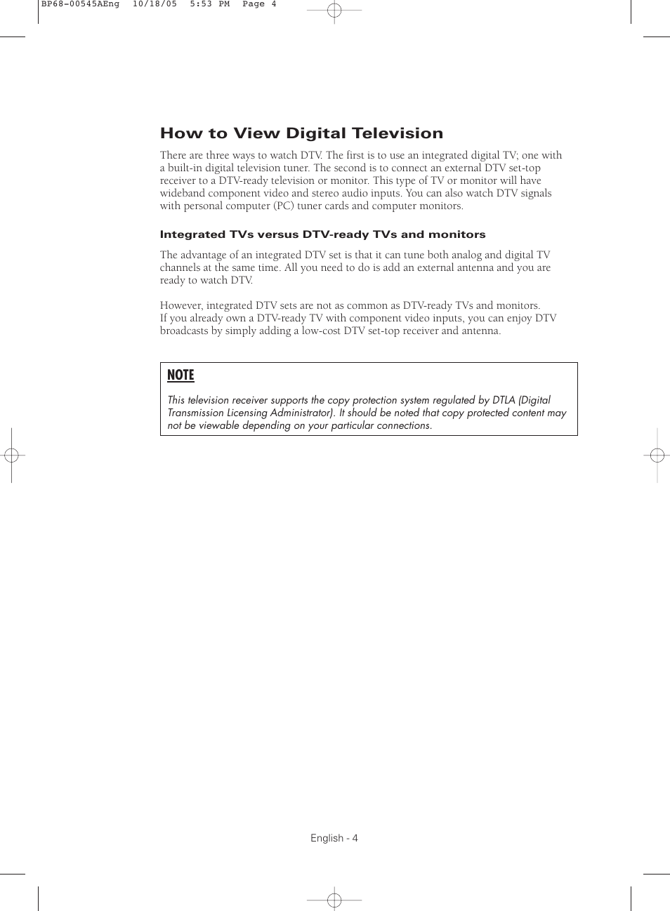 How to view digital television | Samsung HCS4755WX-XAA User Manual | Page 4 / 80