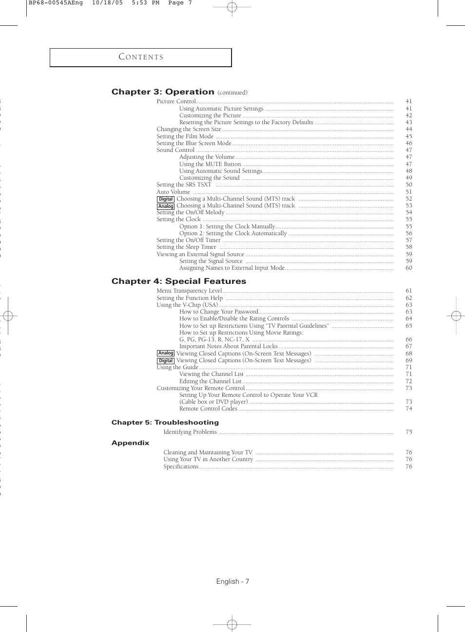 Samsung HCS4755WX-XAA User Manual | Page 7 / 80