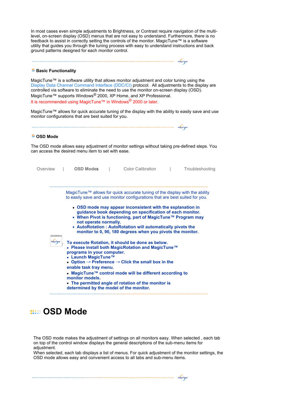 Osd mode | Samsung LS19MBPXFV-XAA User Manual | Page 28 / 56