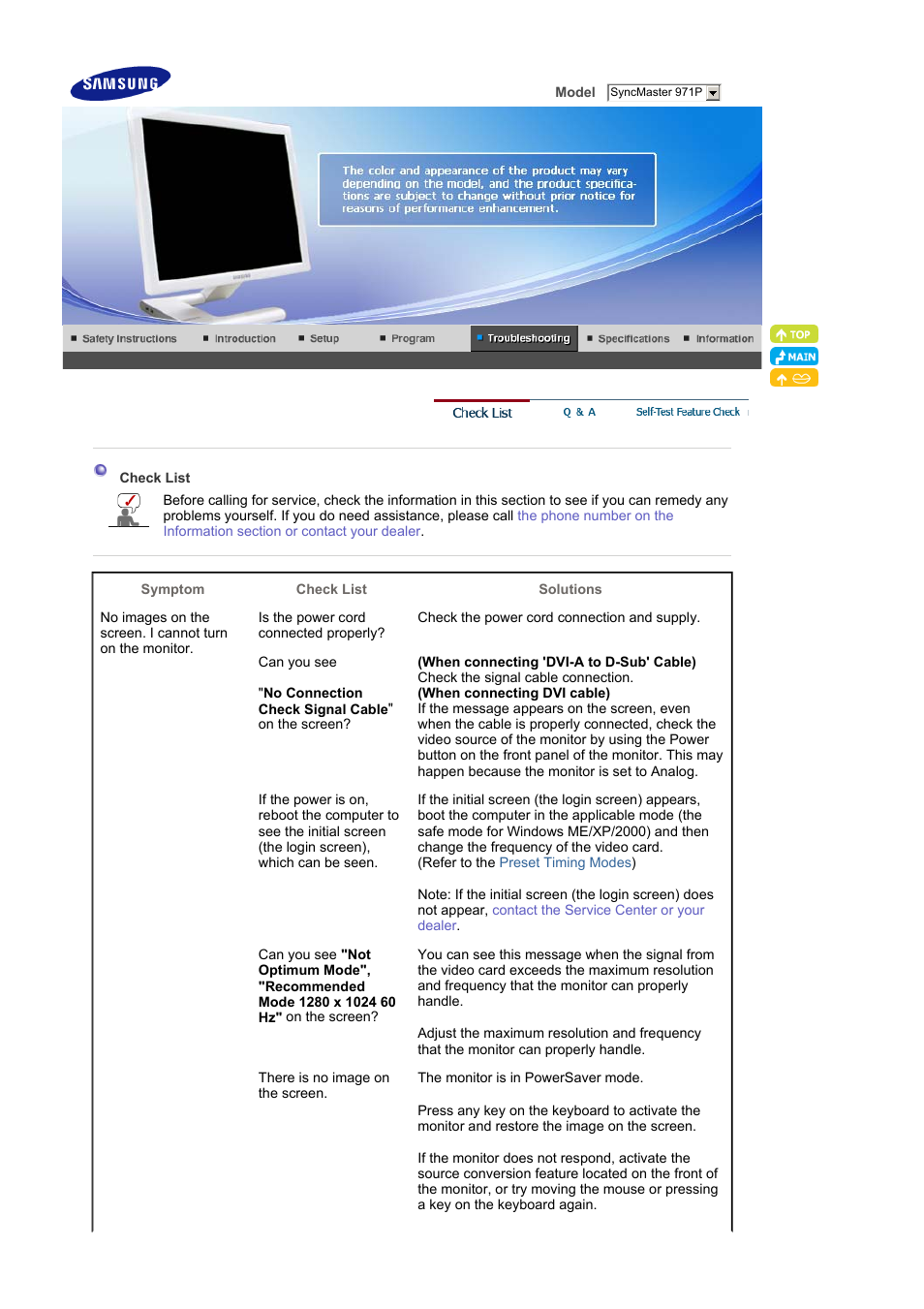 Troubleshooting, Check list | Samsung LS19MBPXFV-XAA User Manual | Page 42 / 56