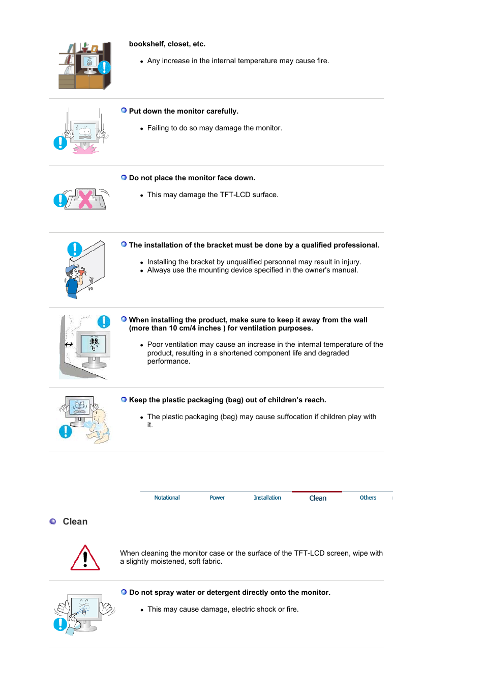 Clean | Samsung LS19MBPXFV-XAA User Manual | Page 5 / 56