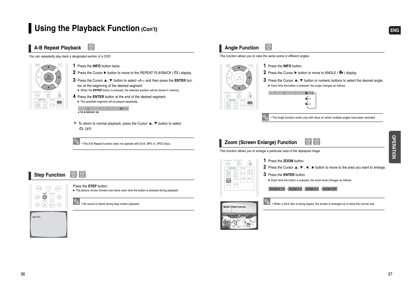 Using the playback function, Con’t) | Samsung HT-WX70T-XAA User Manual | Page 19 / 37
