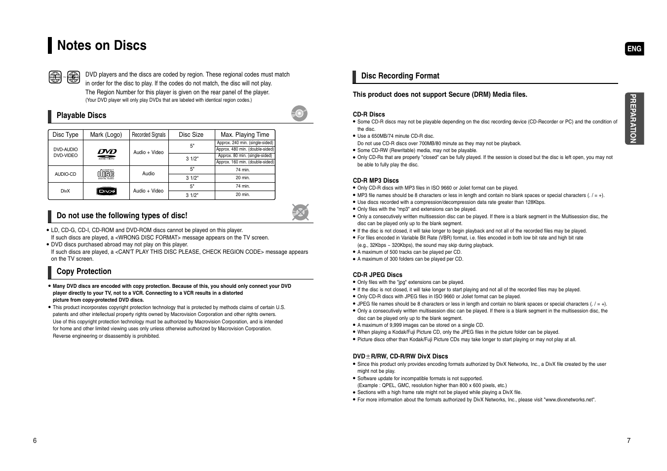 Notes on discs | Samsung HT-WX70T-XAA User Manual | Page 4 / 37
