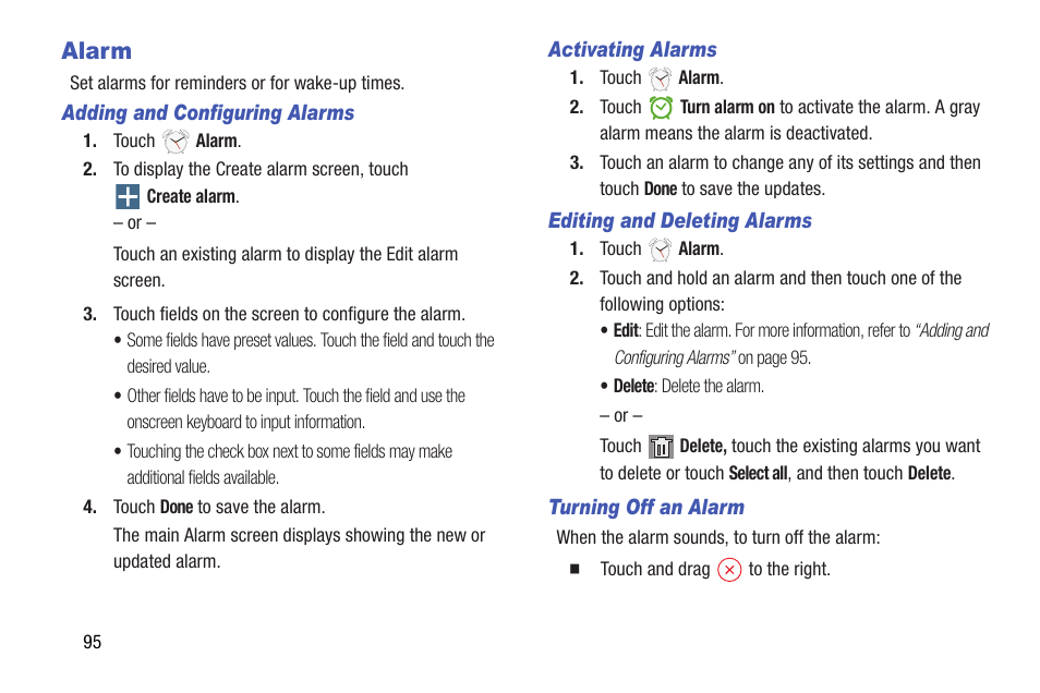 Alarm | Samsung SM-T537AYKAATT User Manual | Page 100 / 167