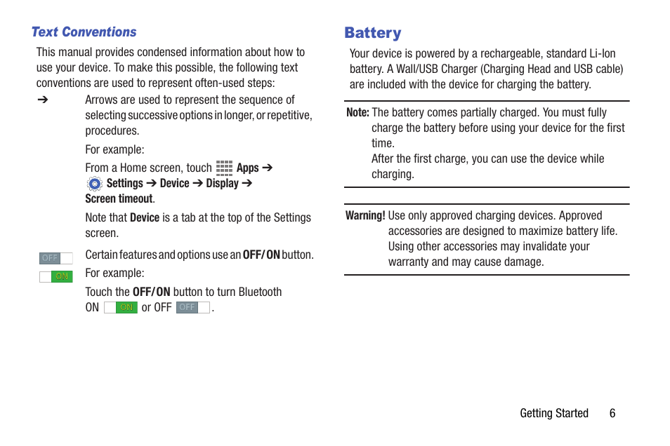 Battery | Samsung SM-T537AYKAATT User Manual | Page 11 / 167