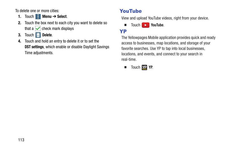 Youtube, Youtube yp | Samsung SM-T537AYKAATT User Manual | Page 118 / 167