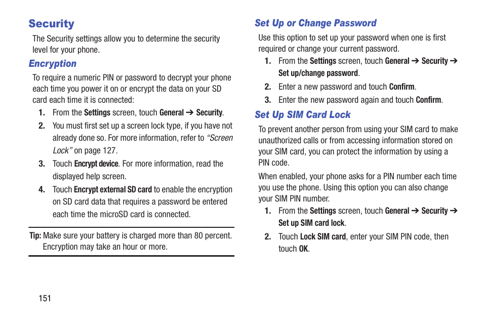 Security | Samsung SM-T537AYKAATT User Manual | Page 156 / 167