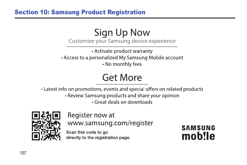 Section 10: samsung product registration, Section 10: samsung product, Registration | Samsung SM-T537AYKAATT User Manual | Page 162 / 167