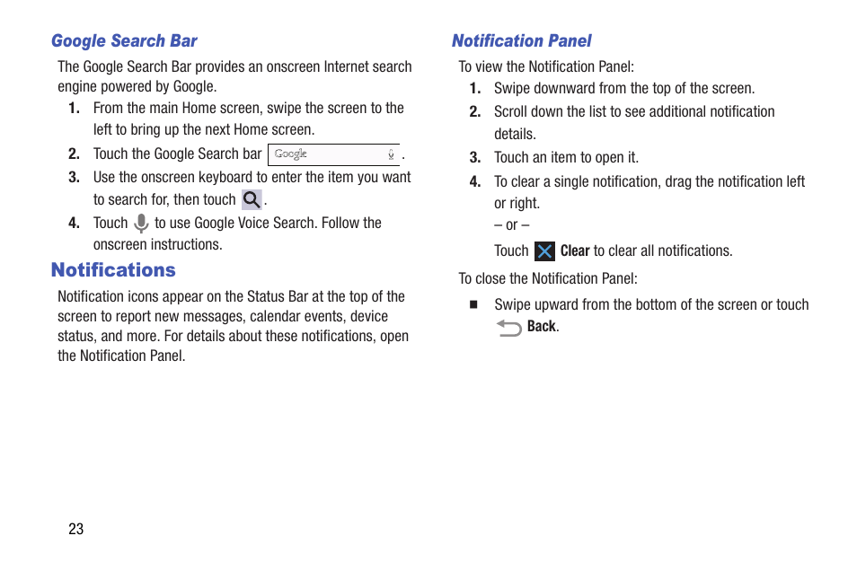 Notifications | Samsung SM-T537AYKAATT User Manual | Page 28 / 167