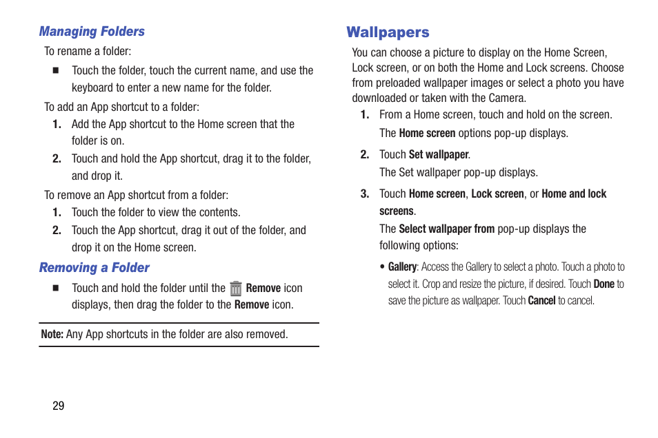 Wallpapers, For more information, refer to “wallpapers | Samsung SM-T537AYKAATT User Manual | Page 34 / 167