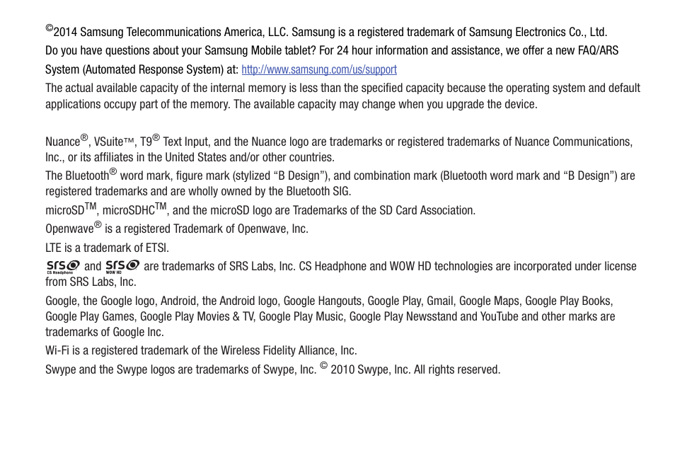 Samsung SM-T537AYKAATT User Manual | Page 4 / 167