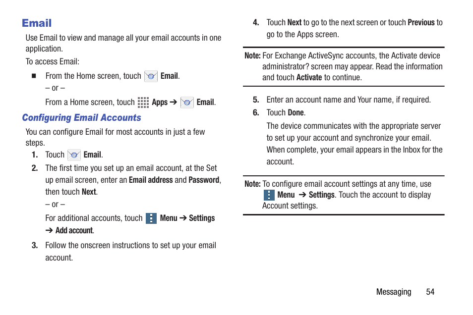 Email, Cts. for more | Samsung SM-T537AYKAATT User Manual | Page 59 / 167