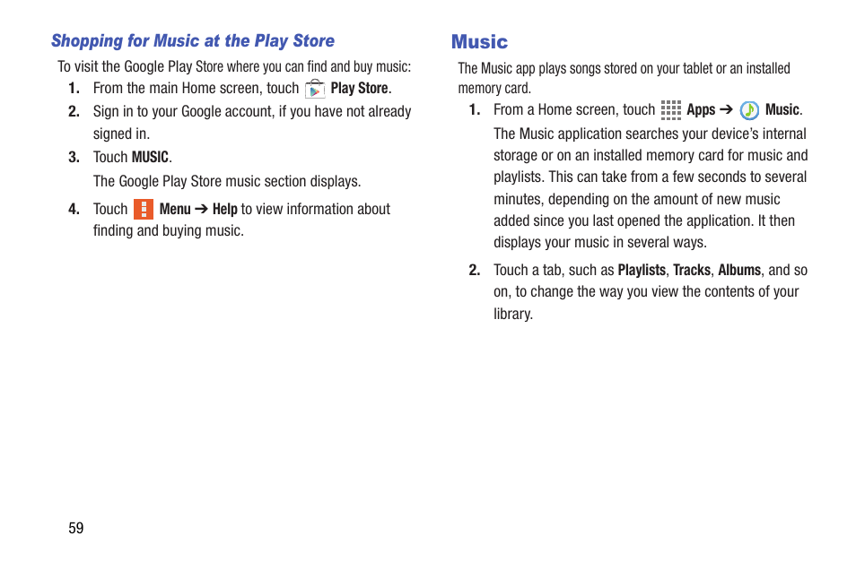 Music | Samsung SM-T537AYKAATT User Manual | Page 64 / 167