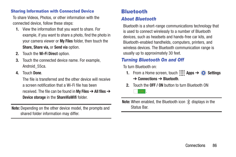 Bluetooth | Samsung SM-T537AYKAATT User Manual | Page 91 / 167