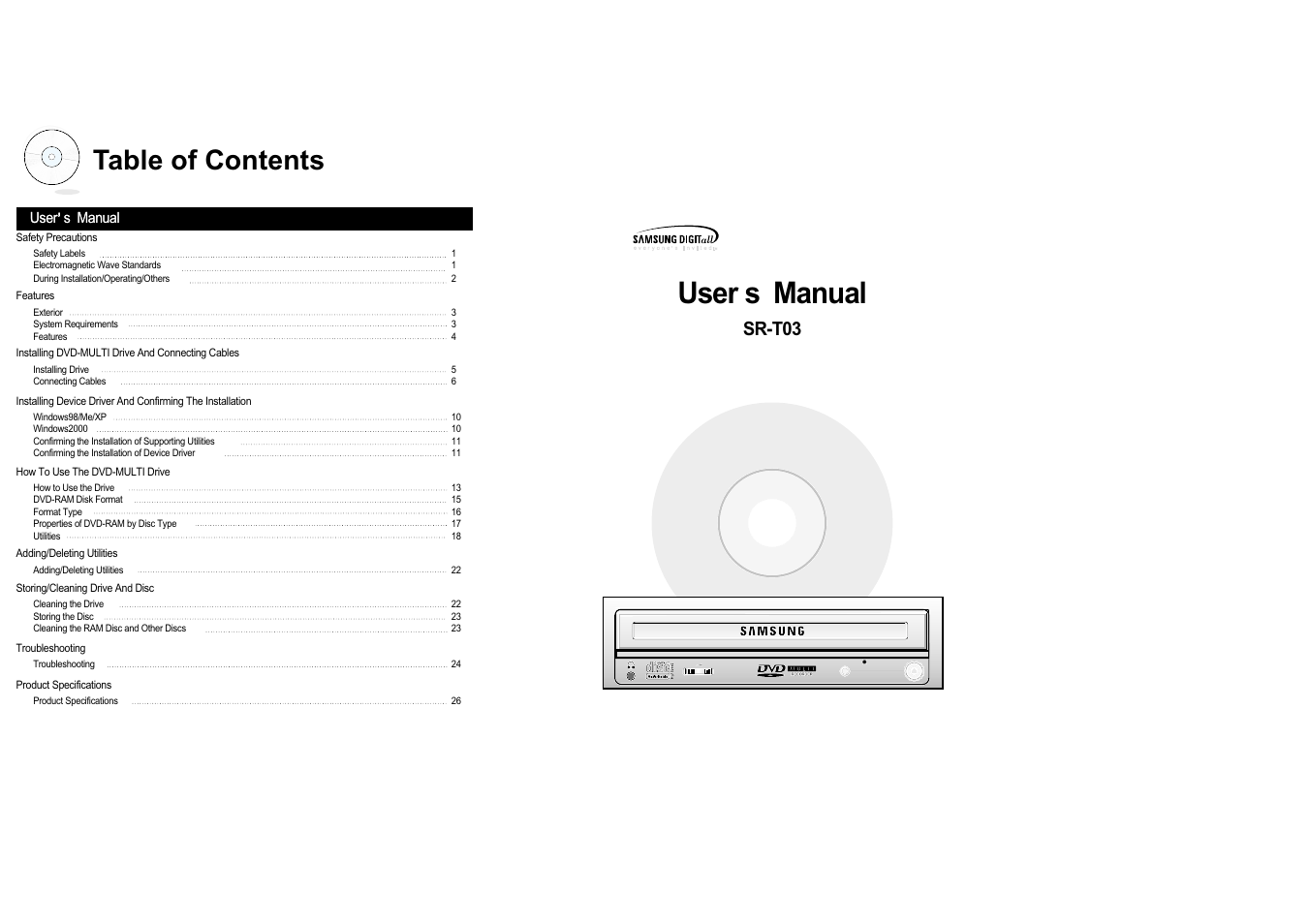 Samsung SR-T03BEBB User Manual | Page 2 / 15