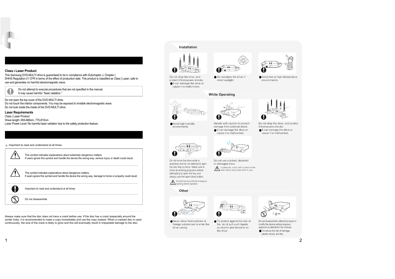Safety precautions | Samsung SR-T03BEBB User Manual | Page 3 / 15