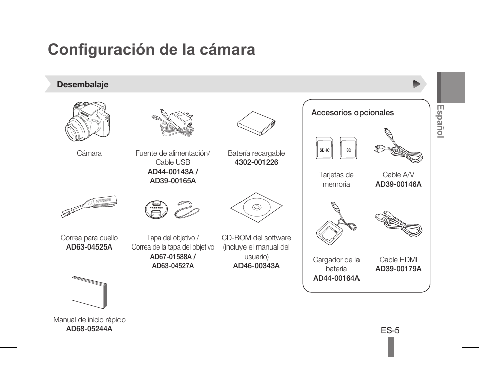 Configuración de la cámara | Samsung EC-HZ50WZBPBUS User Manual | Page 15 / 22