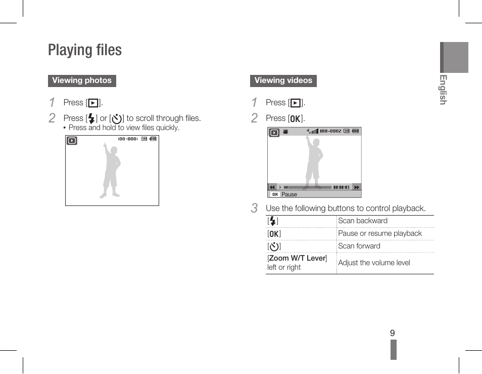 Playing files | Samsung EC-HZ50WZBPBUS User Manual | Page 9 / 22