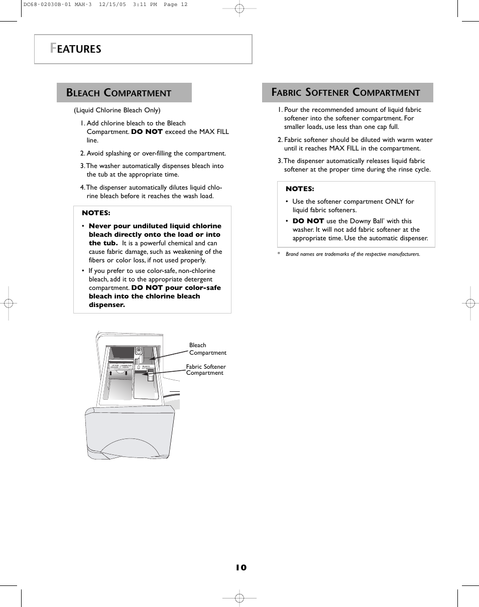 Eatures | Amana NFW7200TW User Manual | Page 11 / 52