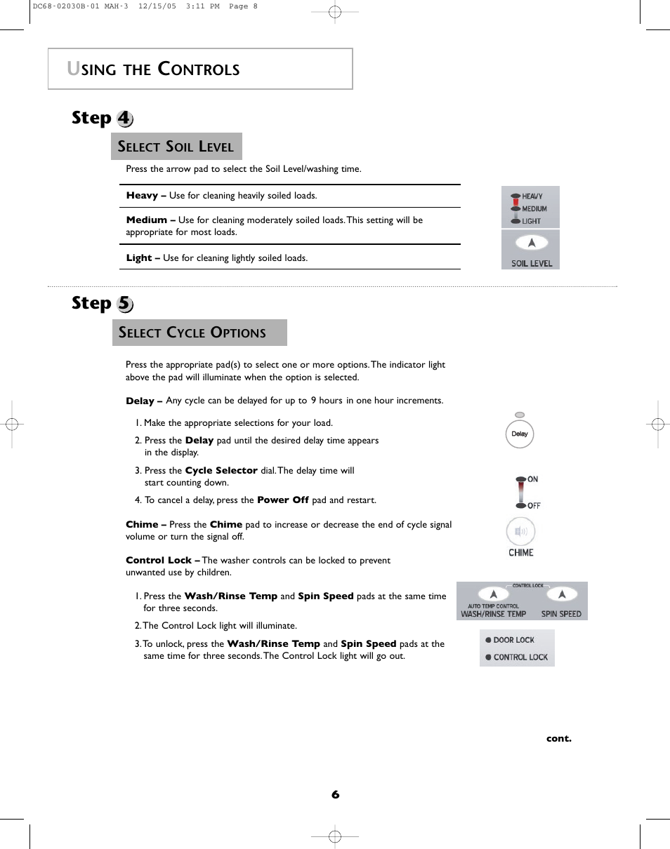 Step 5, Step 4, Sing the | Ontrols | Amana NFW7200TW User Manual | Page 7 / 52