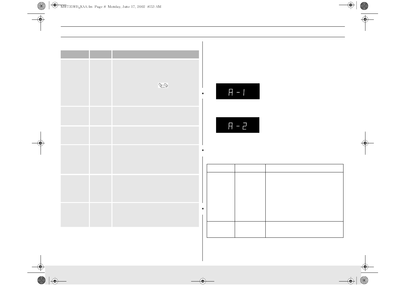 Operation, Instant cook chart, Reheating automatically | Auto reheat chart | Samsung MW735WB-XAA User Manual | Page 8 / 24