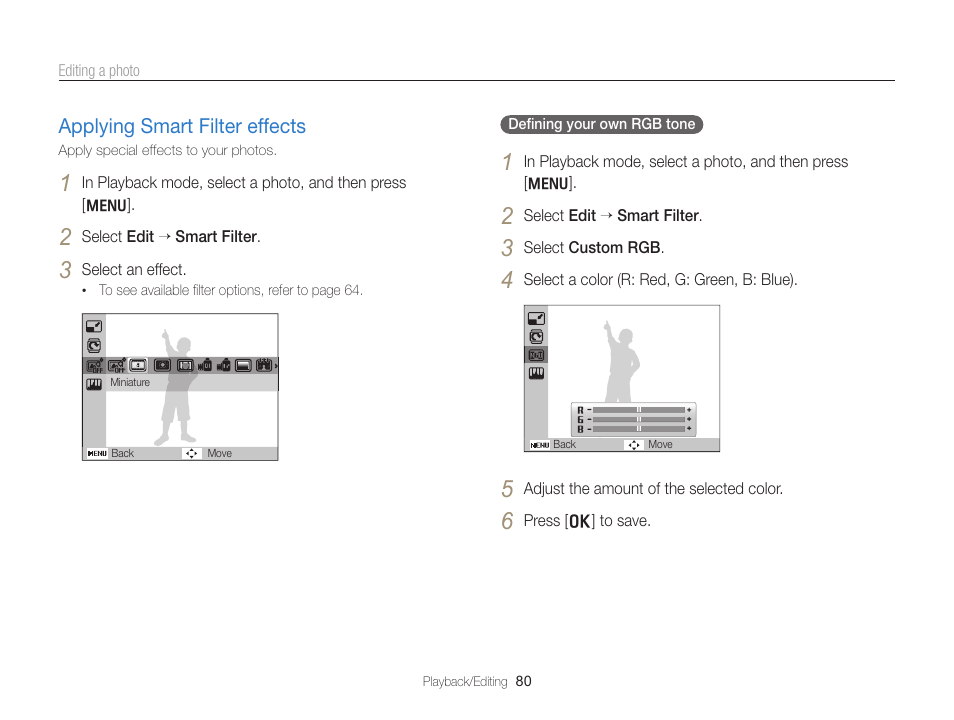 Applying smart filter effects, Applying smart filter effects ……………… 80 | Samsung EC-PL170ZBPBUS User Manual | Page 81 / 127