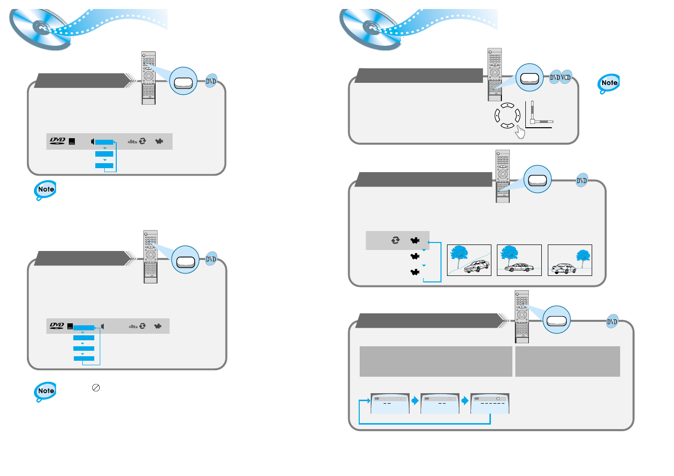 Selecting the desired screen angle, Selecting the audio language, Selecting the subtitle language | Samsung HTDL200TH-XFA User Manual | Page 13 / 23