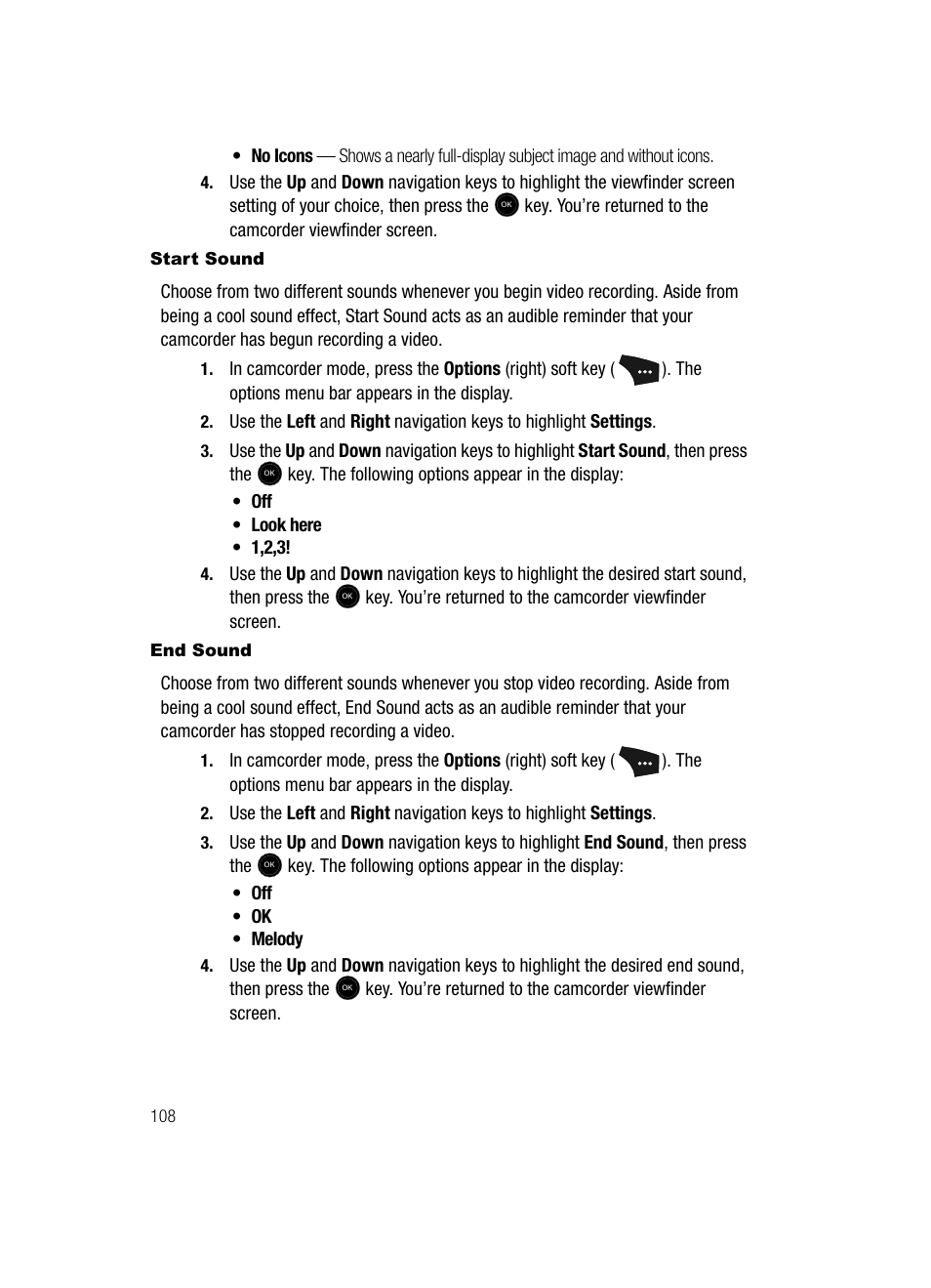 Start sound, End sound | Samsung SCH-U520ZNAUSC User Manual | Page 108 / 192
