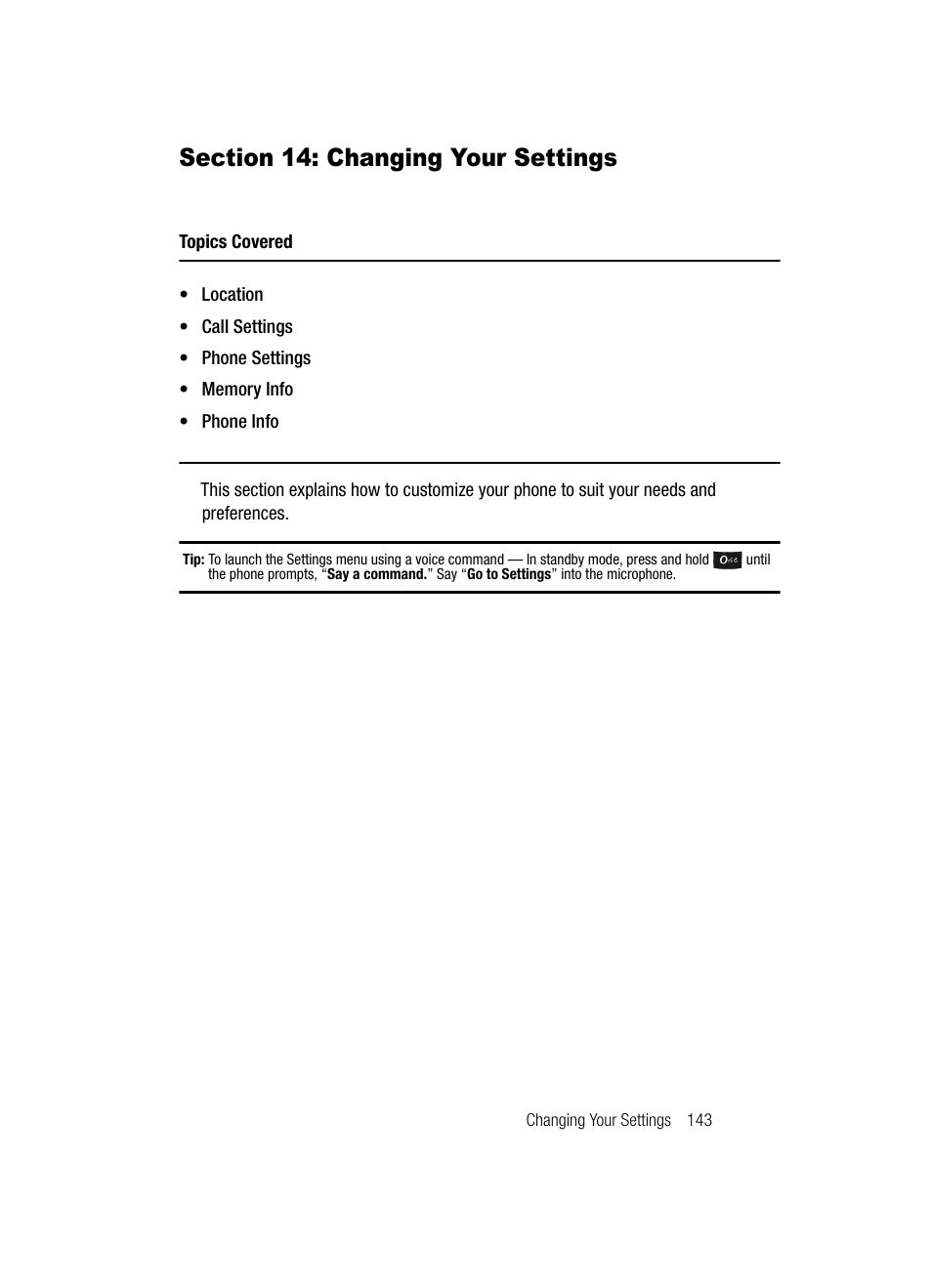 Section 14: changing your settings, Changing your settings | Samsung SCH-U520ZNAUSC User Manual | Page 143 / 192