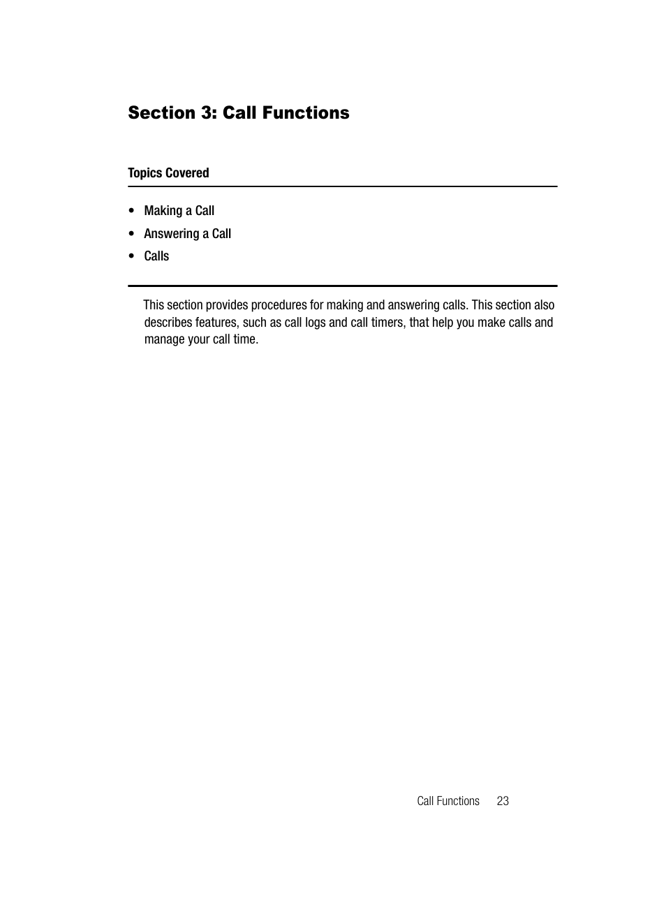 Section 3: call functions, Call functions | Samsung SCH-U520ZNAUSC User Manual | Page 23 / 192