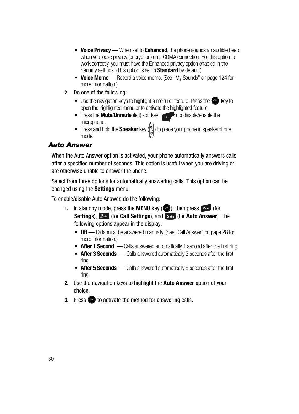 Auto answer | Samsung SCH-U520ZNAUSC User Manual | Page 30 / 192