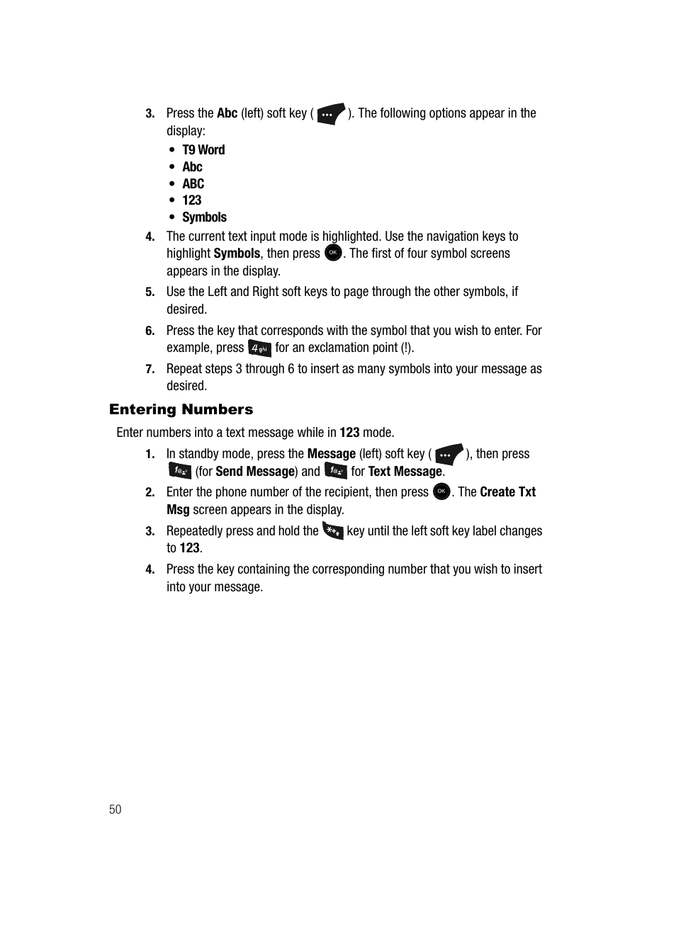 Entering numbers | Samsung SCH-U520ZNAUSC User Manual | Page 50 / 192