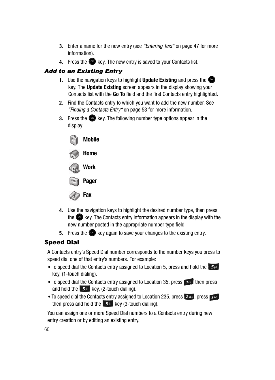 Add to an existing entry, Speed dial, Speed | Samsung SCH-U520ZNAUSC User Manual | Page 60 / 192