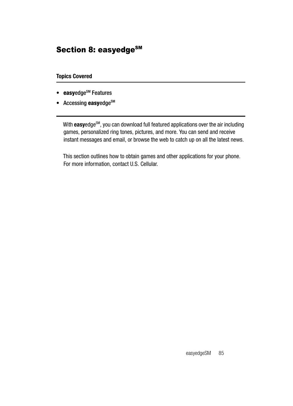 Section 8: easyedgesm, Easy | Samsung SCH-U520ZNAUSC User Manual | Page 85 / 192