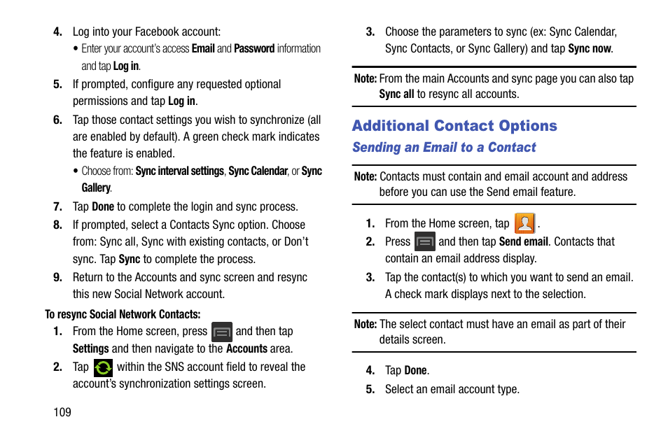 Additional contact options | Samsung SGH-T599DAATMB User Manual | Page 114 / 340