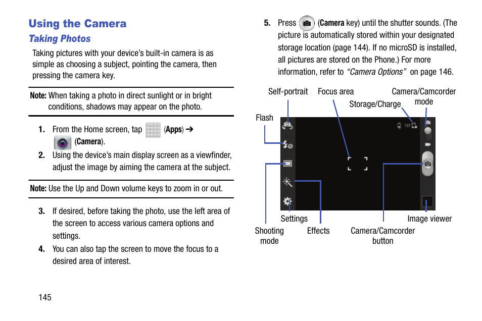 Using the camera | Samsung SGH-T599DAATMB User Manual | Page 150 / 340