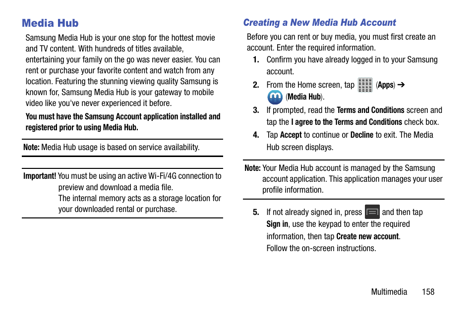 Media hub | Samsung SGH-T599DAATMB User Manual | Page 163 / 340