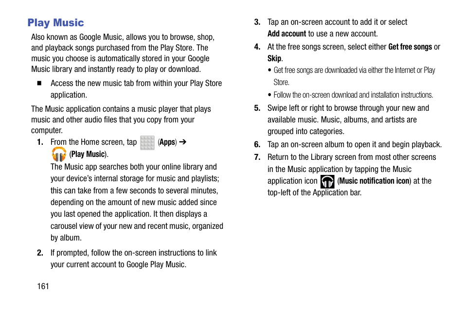 Play music | Samsung SGH-T599DAATMB User Manual | Page 166 / 340